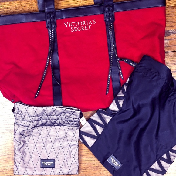 Victoria's Secret Red Tote Weekend Get Away Bundle - Picture 1 of 4